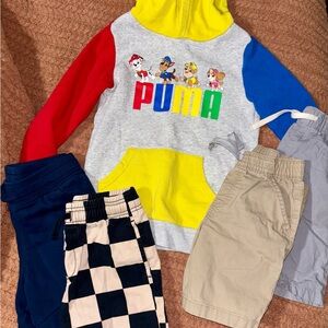 Boys Size 5/6 Shorts Bundle Children’s Place Forever21 + Paw Patrol Puma Hoodie